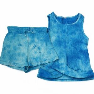 Design History Girls Blue Tie Dye Ribbed Tank & Shorts Set Size M 7/8 Lounge Set
